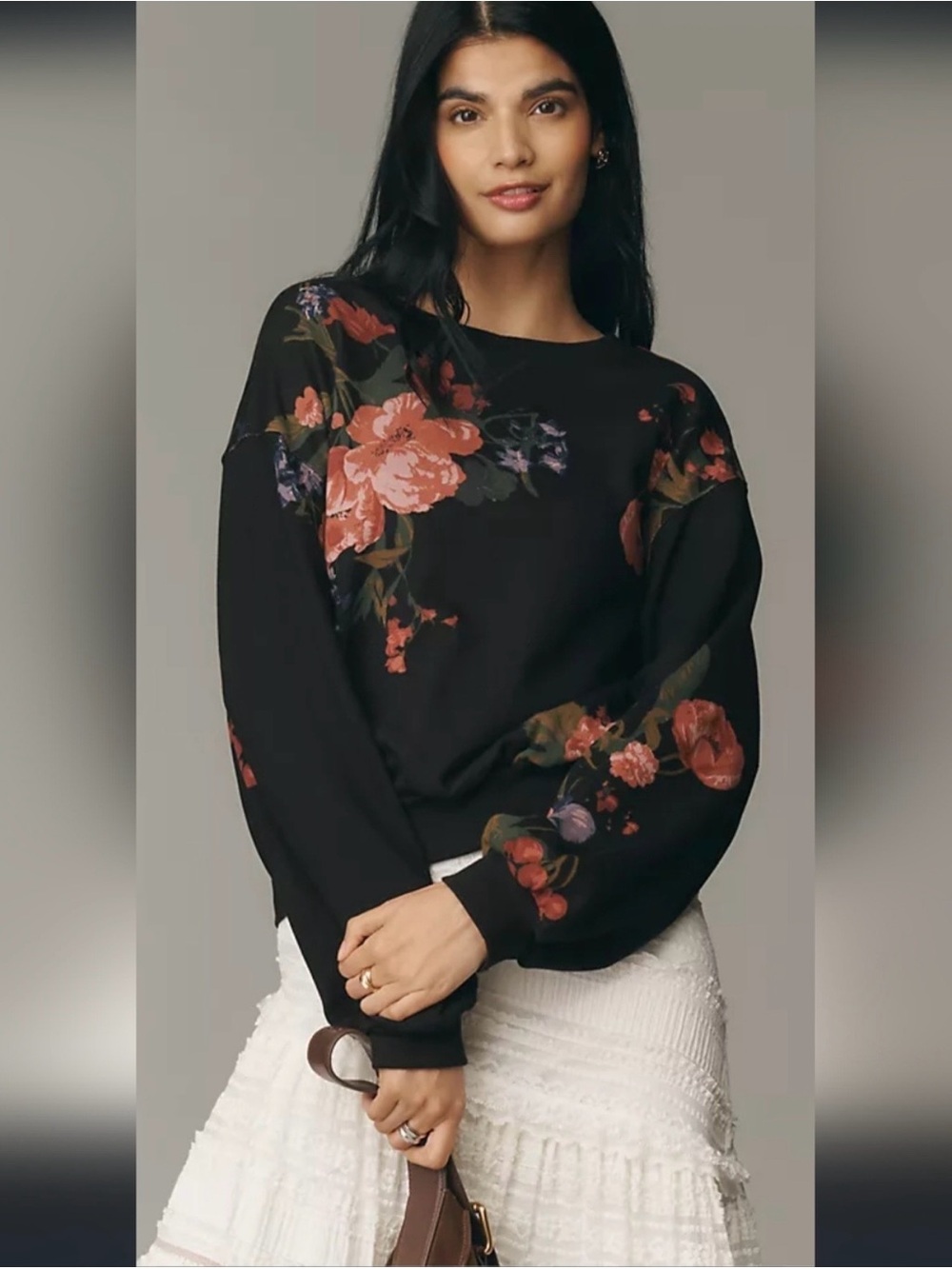 Anthropologie- Pilcro Black Floral Top